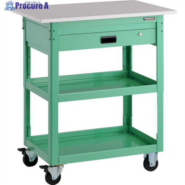 TRUSCO ツールワゴン ドルフィン 高さ調節式 天板付 900X600 1段引出 ヤンググリーン DLWS-A973TV-YG 1..