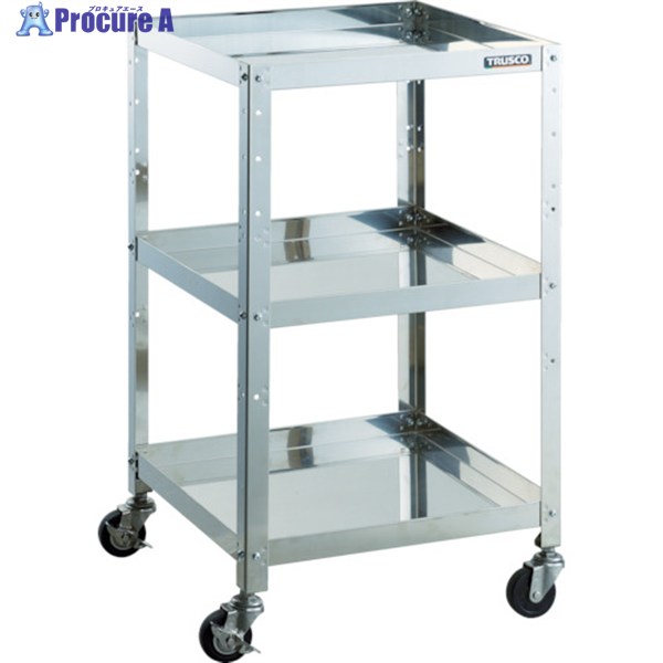 TRUSCO ステンレスワゴン クリーンラビット 75φ導電車SUS金具 750×500×H880 3段 CRB-973SD 1台 ▼408-6651