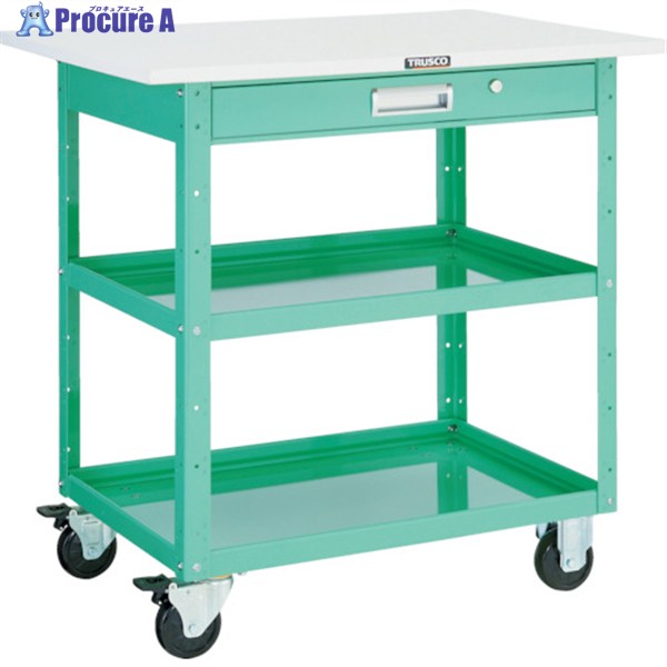 TRUSCO ツールワゴン イーグルワゴン 750X500 引出 天板付 ヤンググリーン EGW-972TV-YG 1台 ▼474-9481