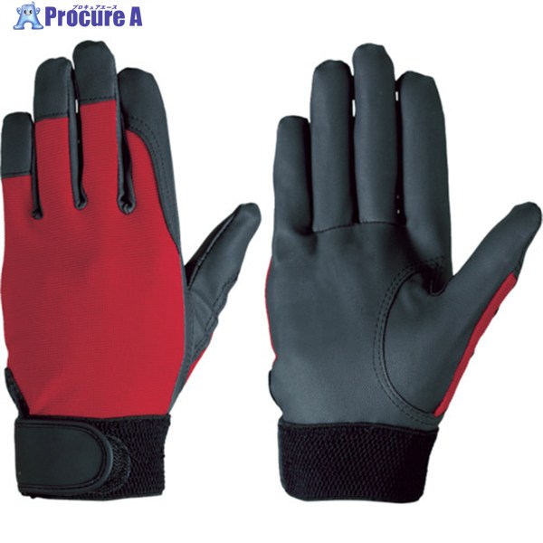 シモン 合皮手袋 作業手袋 袖口マジックバンド式 ハンドバリア #20 レッド M HB20 M 1双 ▼368-2188