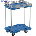 TRUSCO 樹脂製台車 ルートバン 2段式 柵1段付 370X500 4輪自在ストッパー付 青 MPB-502JSK-B 1台 ▼780-3541