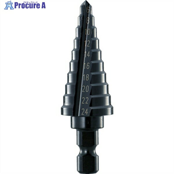 TRUSCO ステップドリル 2枚刃黒染め表面処理 6〜24mm 段数10 NMS-24 1本 ▼138-4503