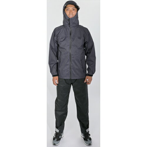 TRUSCO フードが回るストレッチレインスーツ ツバつき メランジネイビー 3L NRSR-NV-3L 1着 ▼207-1634