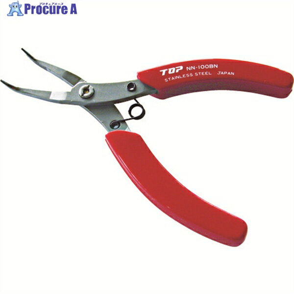 TOP ニードルノーズベントプライヤ ステンレス製 ギザ付 100mm NN-100BN 1丁 ▼387-2572