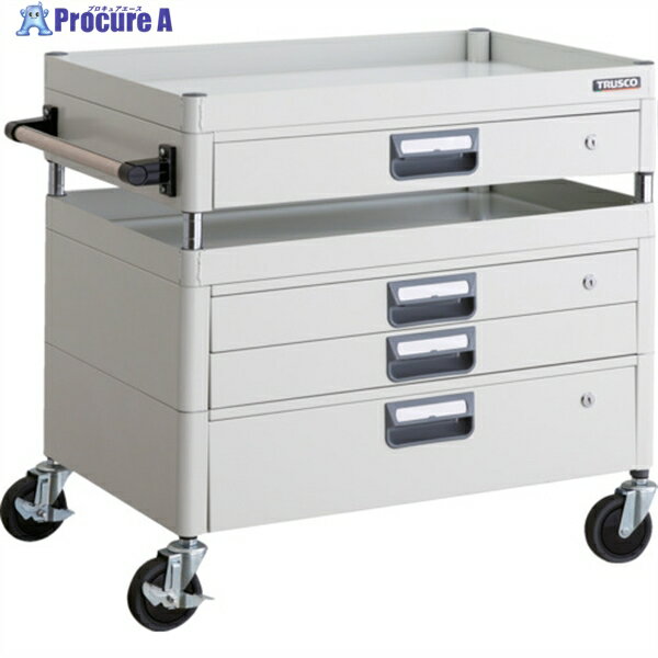 TRUSCO ツールワゴン フェニックスワゴン 抗菌 省音 750X500XH740 引出付 ホワイト PEW-772VXZ-W 1台 ▼488-3527