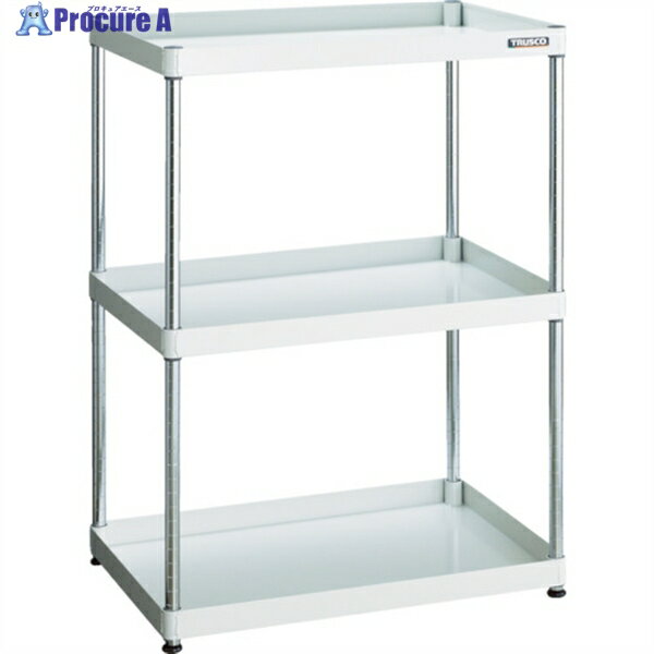 TRUSCO スチールラック フェニックスワゴンラック型 抗菌750X500 3段 ホワイト PEW-R1273-W 1台 ◇▼488-5261