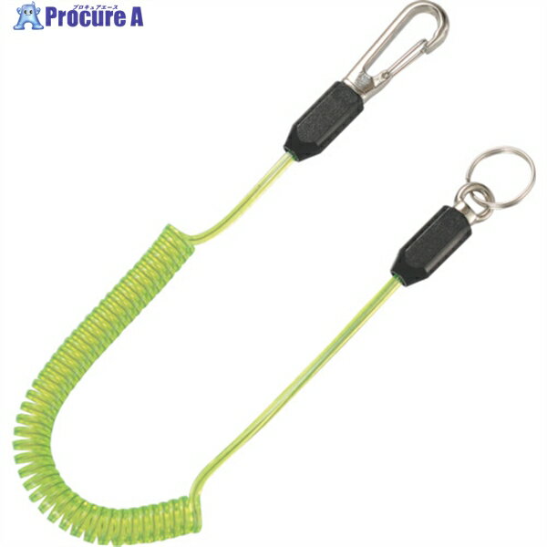 TOP スリム四角コイルセーフティコードHisqare イエローグリーン 最大長さ1250/自然長330mm SFC-212SYG 1本 ▼779-8237