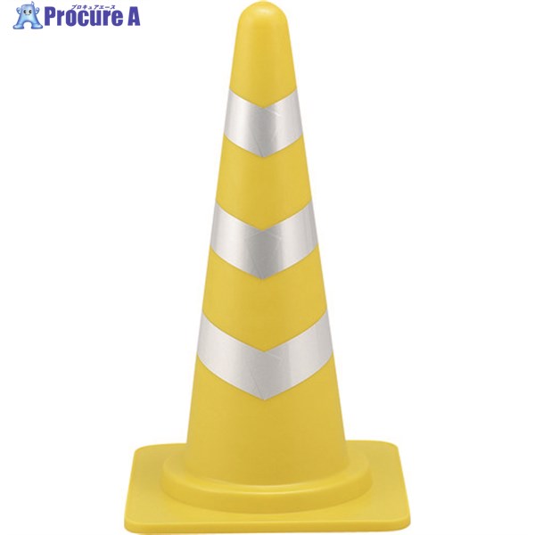 緑十字 コーン 黄/白反射シート SRC-1Y 高さ:700mm ベース:385mm角 反射タイプ ポリエチレン製 116112 ..