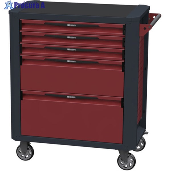 SORI キャビネットワゴン 12000 5段 赤 850X470X1020 12500R 1台 ◇▼855-0180