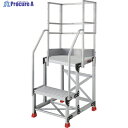 TRUSCO アルミ製作業用踏台 縞板タイプ 2段 高さ0.5m 天板寸法500×400 段高250mm フルセット手すり付き TSFC-255-TF250 1台 ◇▼552-0389
