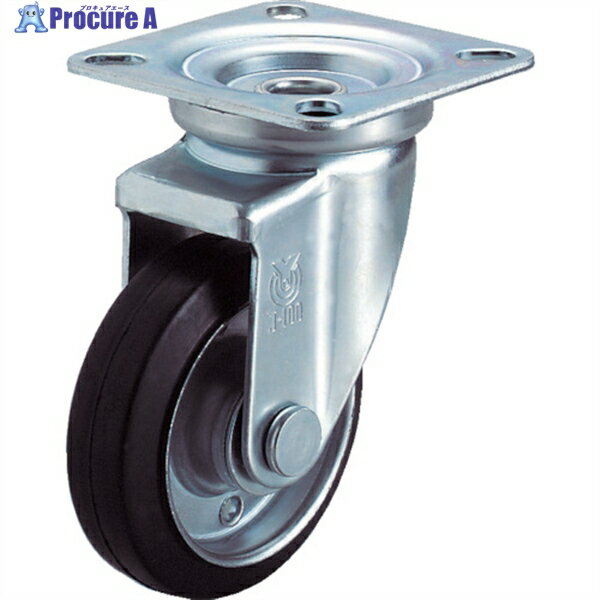 ユーエイ プレート式 自在 キャスター ゴム 車輪径75mm Jタイプ J型 取付寸法63×63 WJ-75 1個 ▼296-3710