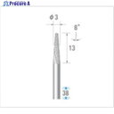 ナカニシ チタンコート超硬カッター テーパー先丸型 ダブルカット φ3×12.7×軸φ3 8° 21252 1本 ▼476-1910