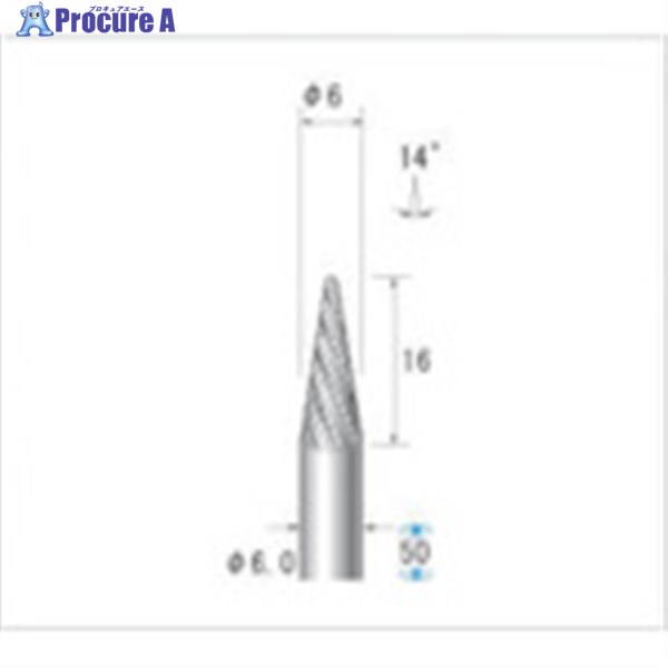 ナカニシ チタンコート超硬カッター テーパー先丸型 ダブルカット φ6×16×軸φ6 14° 21541 1本 ▼476-2185