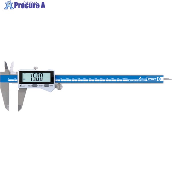 シンワ デジタルノギス 大文字2 200mm防塵防水 データ転送機能付 19818 1台 ▼562-4056