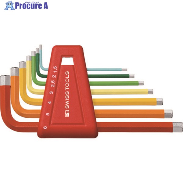 PBスイスツールズ 六角棒レンチ7本セット レインボー(パックナシ) 210H-6RB 1S ▼795-2261