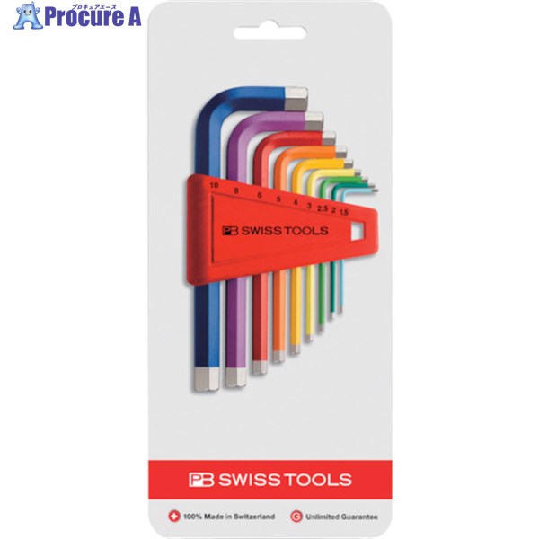 PBスイスツールズ 六角棒レンチ9本セット レインボー(ブリスターパック入り) 210H-RBCN 1S ▼857-1231
