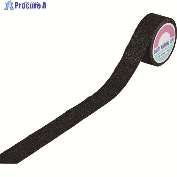 緑十字 滑り止めラインテープ(重歩行タイプ) 黒 ASH-55BK 50mm幅×5m アルミ＋鉱物粒子 260241 1巻 ▼147-9742