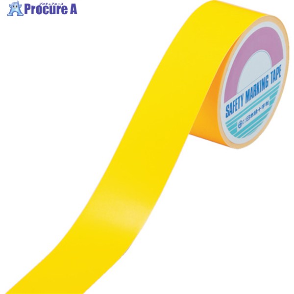 緑十字 蛍光ラインテープ オレンジ 蛍光-50YR 50mm幅×10m エンビ 屋内用 266014 1巻 ▼824-8212