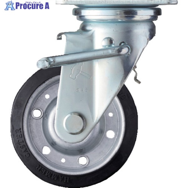 ハンマー 旋回式ゴム車輪(ラジアルボールベアリング)125mm トータルロック付 413J-RBB125 1個 ▼309-2551