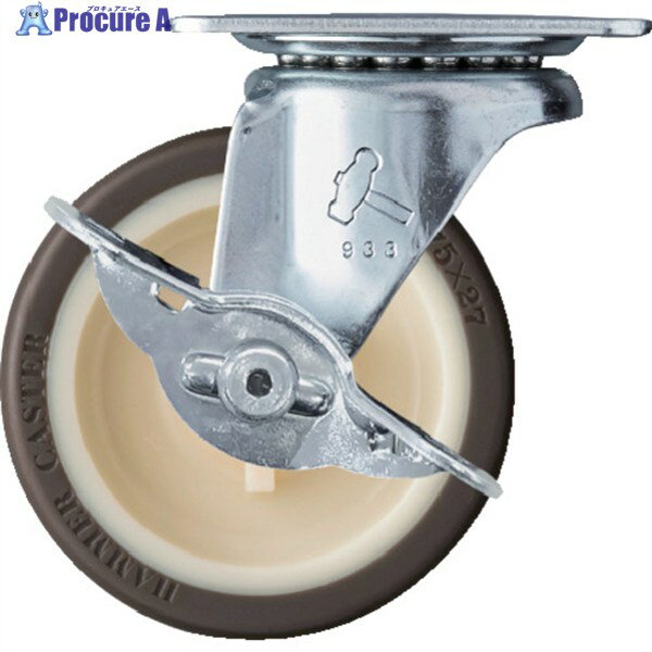 ハンマー Gシリーズ旋回式ウレタン車輪(ナイロンホイール)75mm ストッパー付 415G-UR75 1個 ▼315-8624