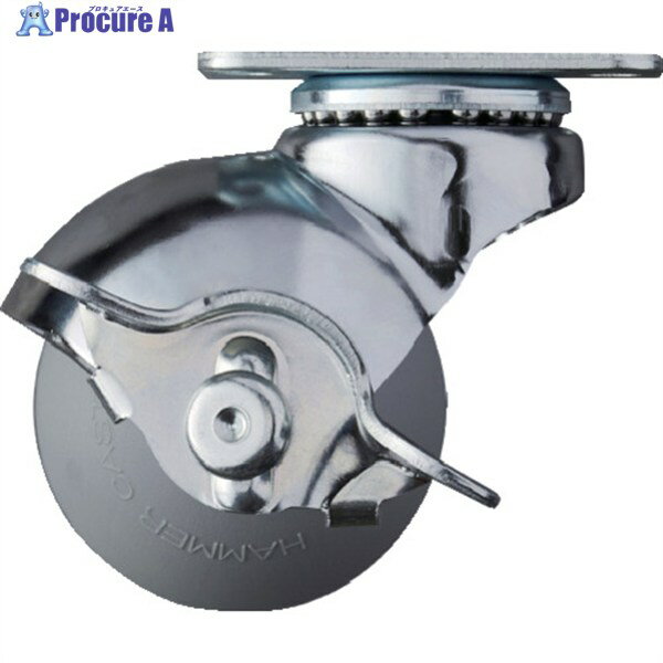 ハンマー プレート式 旋回式ウレタン車輪 50mm ストッパー付 40515P-UR50 1個 ▼367-0279