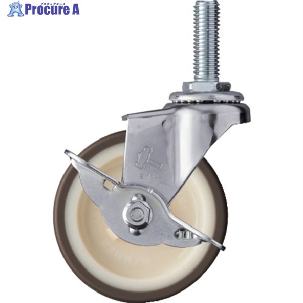ハンマー ねじ込み旋回式ウレタン車輪(ナイロンホイール)75mm ストッパー付 415EA-UR75 1個 ▼367-0678