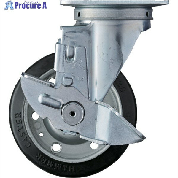 ハンマー 旋回式ゴム車輪(ローラーベアリング)125mm ストッパー付 413S-RB125 1個 ▼398-4559