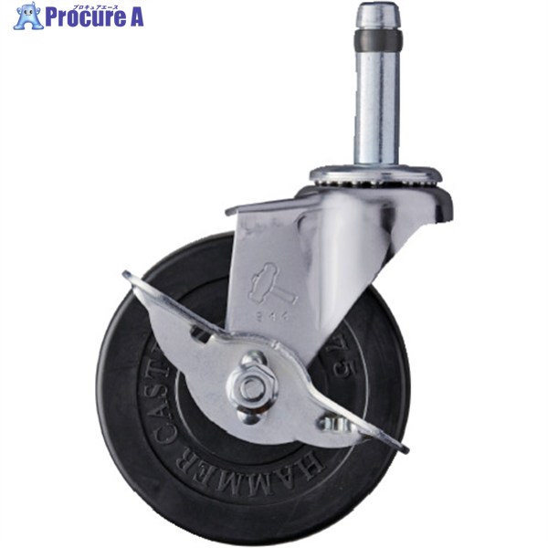 ハンマー 差込み旋回式ゴム車輪 75mm ストッパー付 415K-R75 1個 ▼398-4729