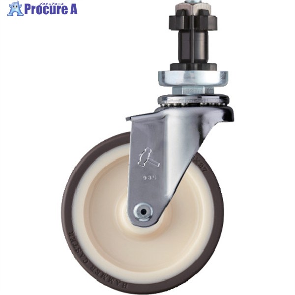 ハンマー パイプ差込み旋回式ウレタン車輪(ナイロンホイール・ベアリング)100mm φ38用 4202EN-UB100 1..