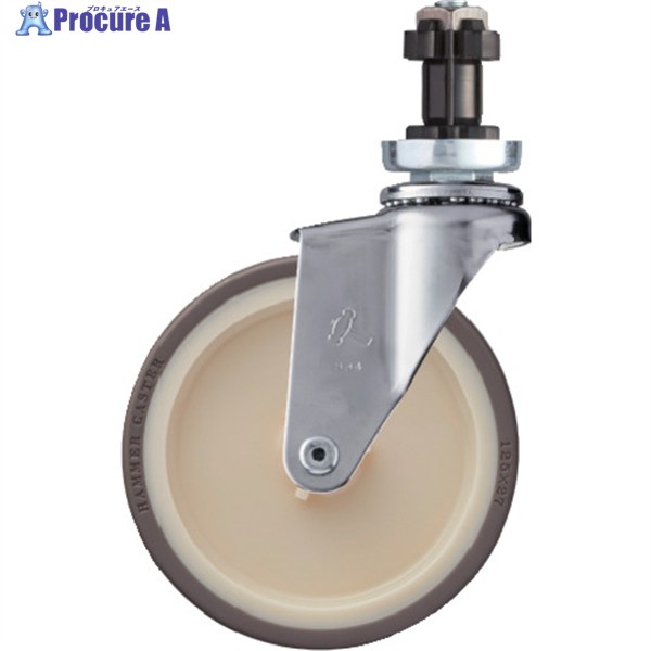 ハンマー パイプ差込み旋回式ウレタン車輪(ナイロンホイール)125mm φ38用 4202EN-UR125 1個 ▼398-4796