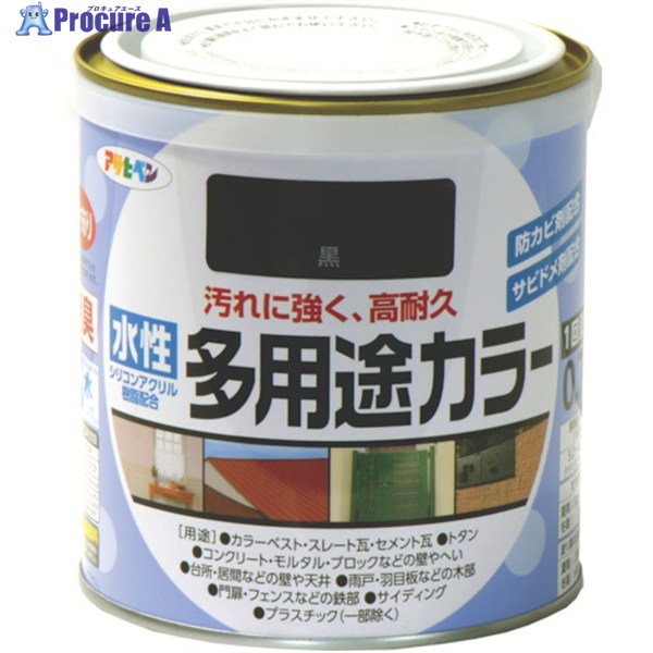 アサヒペン 水性多用途カラー 0.7L 黒 460929 1缶 ▼445-0434