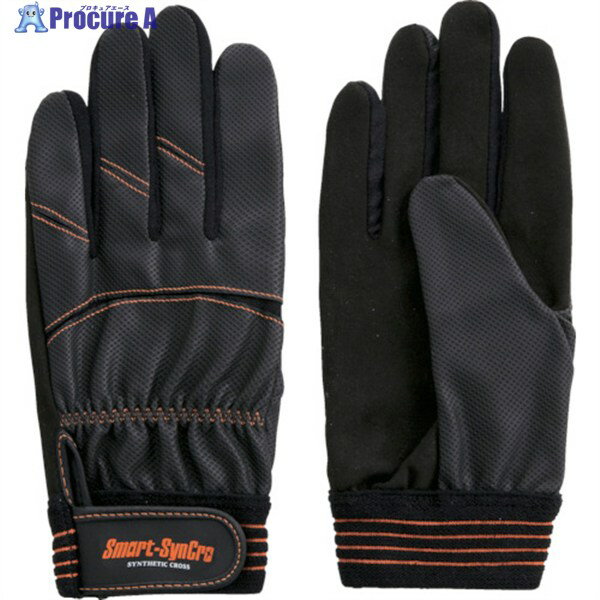 富士グローブ 人工皮革手袋(袖口マジックタイプ) SC-706 スマートシンクロ ブラック M 7718 1双 ▼422-7..