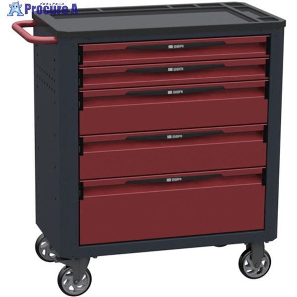 SORI キャビネットワゴン 8000 5段 赤 800X450X950 8500R 1台 ◇▼855-0174