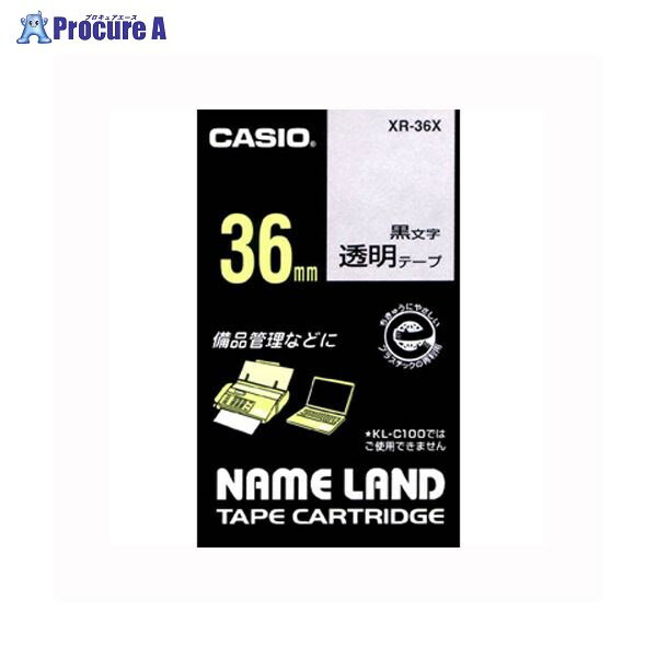 CASIO ネームランドテープ36mm 透明／黒文字 XR-36X ▼38716 カシオ計算機(株)●a559