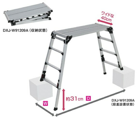 ピカ PiCa 四脚アジャスト式足場台 Stapi スタッピー DXJ型(上部操作タイプ) DXJ-W91209A ●YA513 2