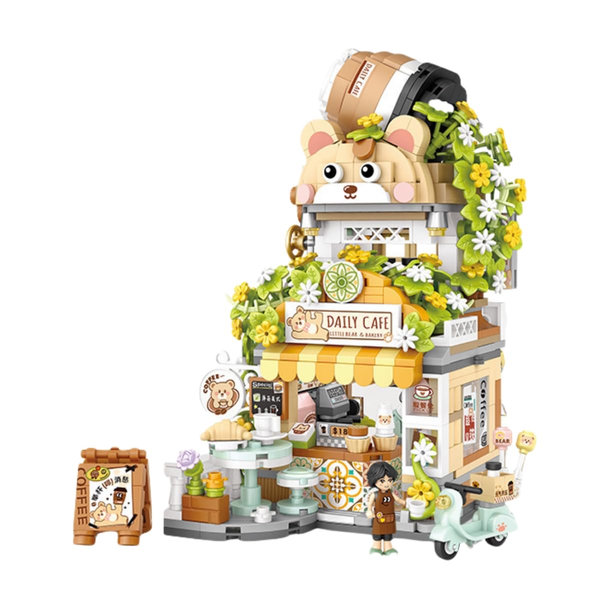 【楽天スーパーセール】ストリートビュー ティーショップ ミニビルディングブロック クリエイティブビルディングトイ かわいいパンダ 動物 組み立てセット 女の子用...