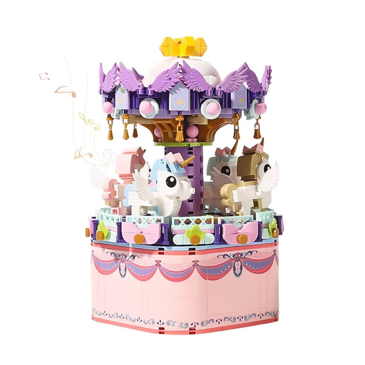 【楽天スーパーセール】組み立てブロック 知育玩具 レゴ互換 メリーゴーランド 観覧車 音楽ボックス 観葉植物 飾り オシャレ ライト付き 10歳女の子誕生日プレ...