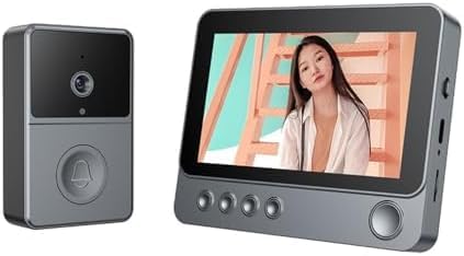 インターホン ワイヤレス、スマートビデオドアベル、工事不要 Wi-Fiは不要 ドアベル カメラ対応 ワイヤレス、ビデオテープ連動、防犯カメラ機能 簡単設置 増設モニター 4.3インチスクリーン 双方向通話 超広角 IP66防塵防水 配線不要、電源不要