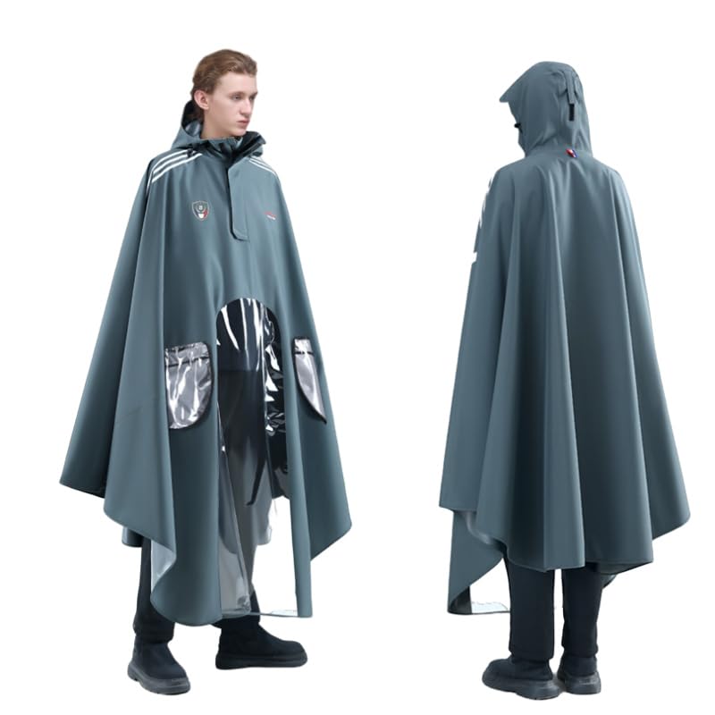 ポータブル レインコート レインポンチョ 自転車用 バイク用 レインウェア レインスーツ 雨具 ロング丈の超軽便 防水 フード付き 梅雨対策 男女兼用 防風 耐...