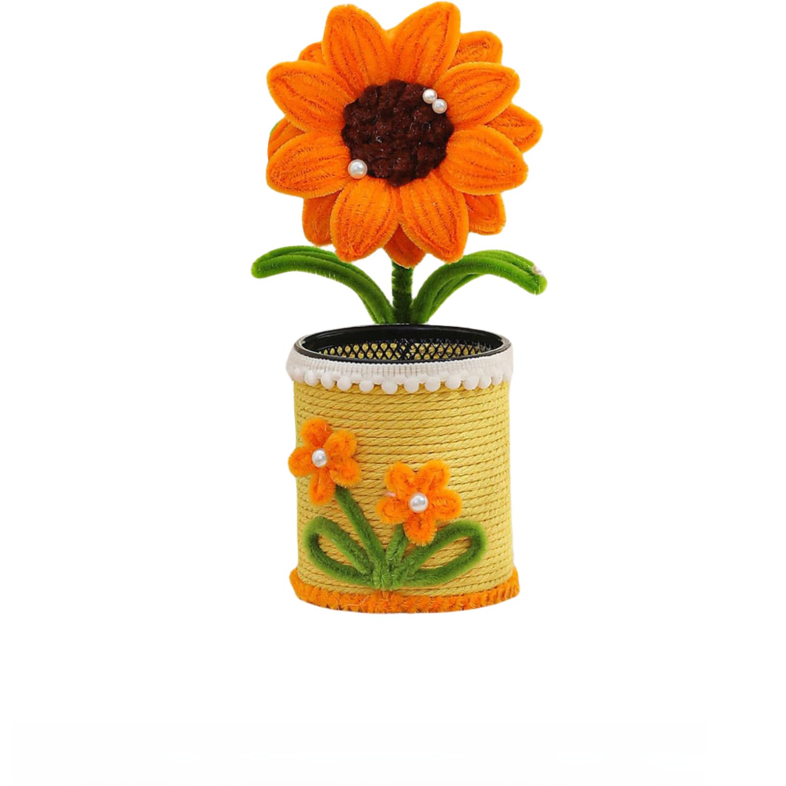 【楽天スーパーセール】教師の日の贈り物の実用的なペン立てセット、シンプルで美しい、純粋な手作りです (オレンジ色です)