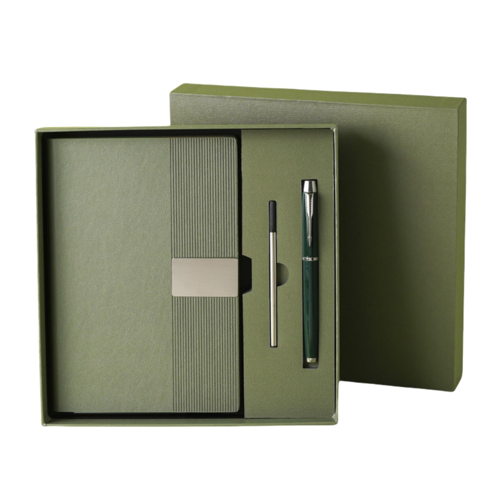 【楽天スーパーセール】ノートブックギフトセット|ビジネス企業向け オフィス用手帳|プレゼントに最適 メモ取りに便利 (グリーンです)