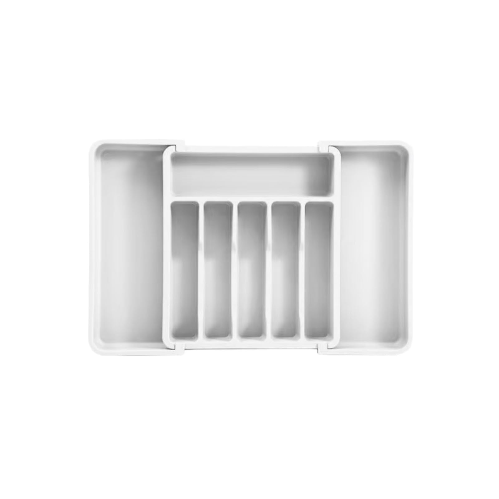 カトラリーケース 伸縮 引き出し収納 調理器具整理 箸入れ 仕切り付き キッチン収納 調理道具収納 対応 PP素材 (ホワイト)