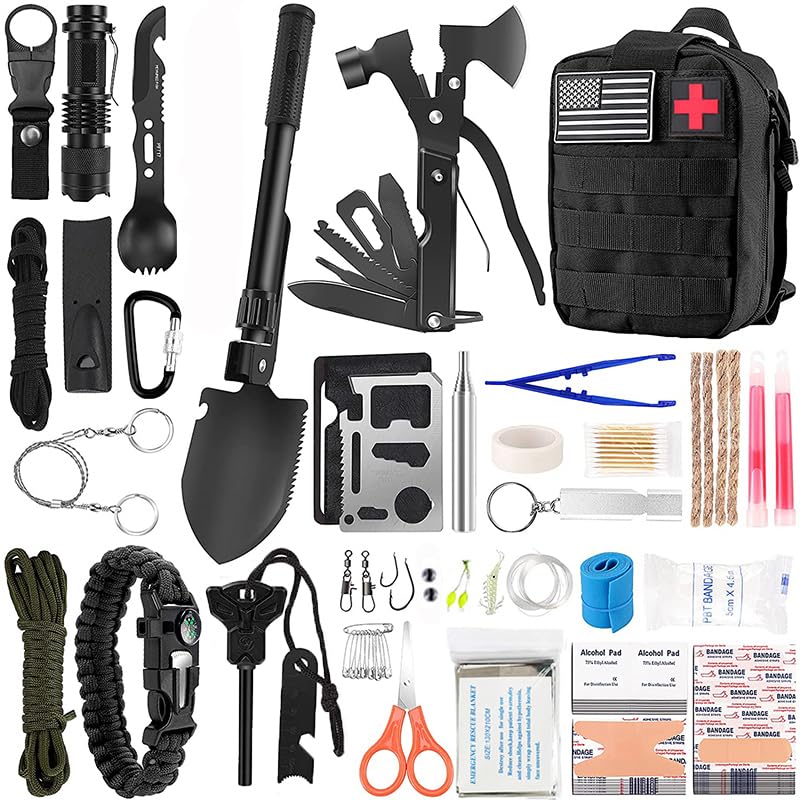 アウトドアキャンプ用品、サバイバル・防災ツールセット、緊急サバイバルキット、多機能アウトドアサバイバル用品