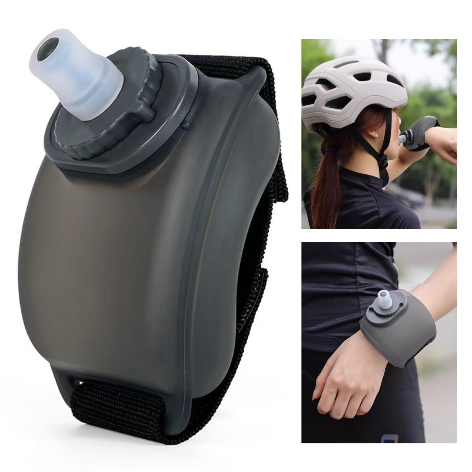 携帯用自転車用リストウォーターボトル 食品グレードシリコン 200ML即時飲用 防漏設計 複数デザイン選択可能 マジックテープ固定 軽量安定 自転車 ランニング クライミングなど様々なスポーツシーンに適合