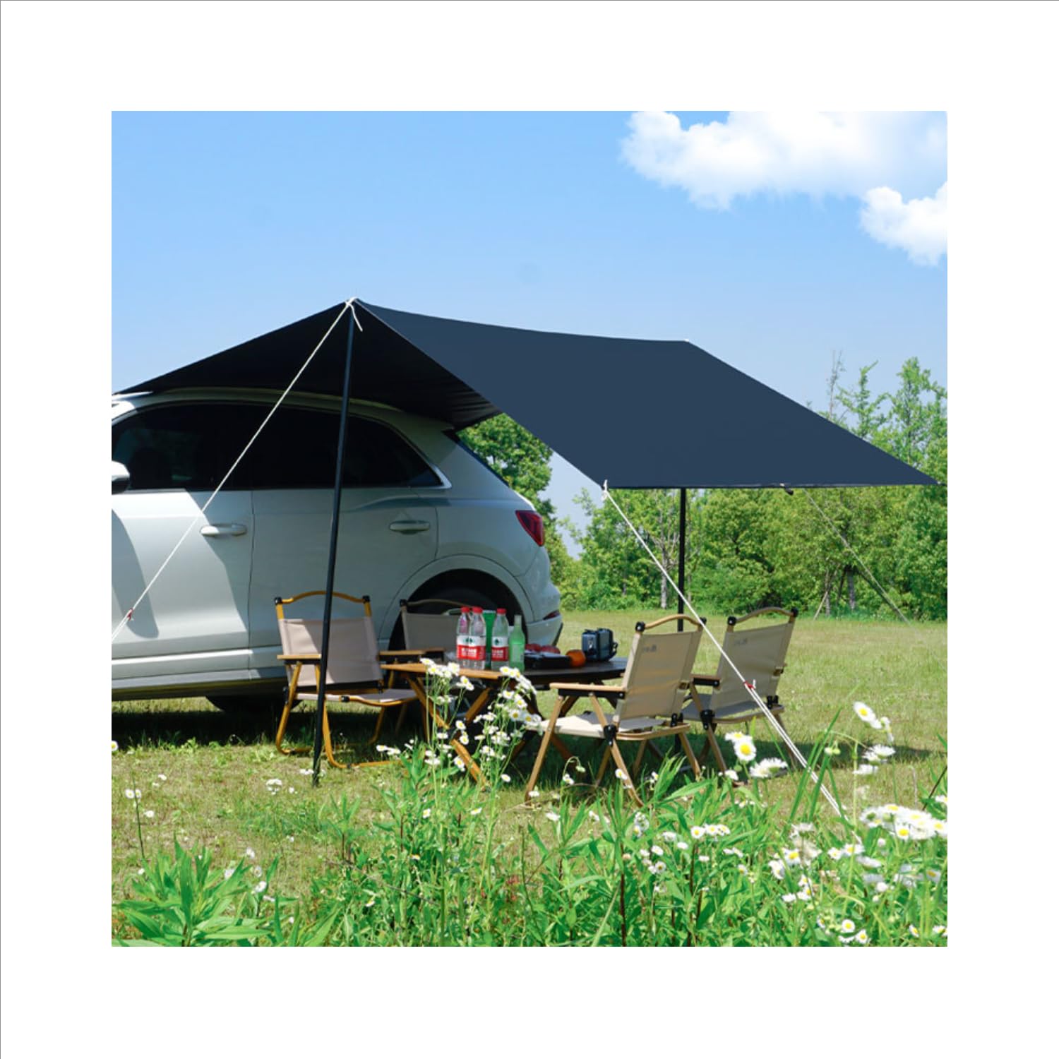 カーサイドタープ 自動車側面天幕は、アウトドア出掛けに精心に設計された装備です 取り付け穴あけ不要..