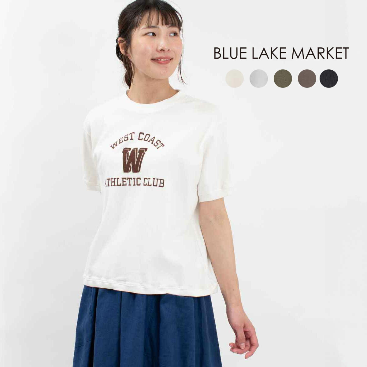 楽天FIRST　楽天市場店BLUE LAKE MARKET ブルーレイクマーケット ハニカムメッシュリブプリントプルオーバー〈WEST COAT W～CLUB〉 B-481009 Tシャツ ロゴT デイリー 服 大人 カジュアル