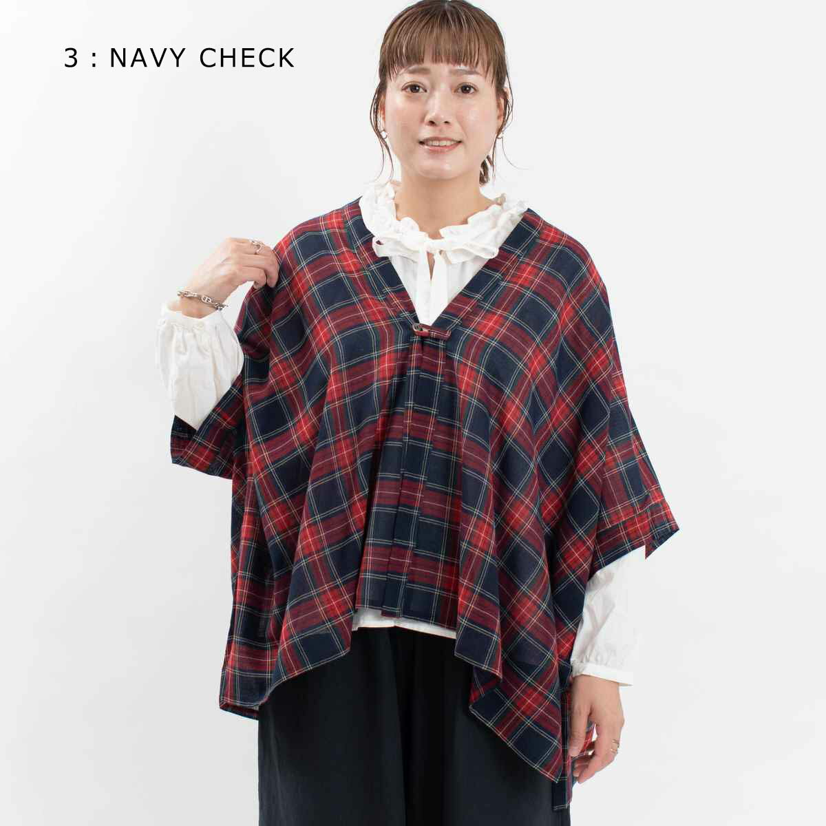 ●DOVERS ドーバーズ ウールガーゼチェックポンチョ DS346247 ナチュラル ファッション お出掛け デイリー コーデ 服 30代 40代 大人 カジュアル シンプル 50代ファッション 【ラッピング無料】