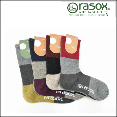 rasox ラソックス アシンメトリー・パネルミックス秋冬　秋　冬　靴下　ソックス　スニーカー　30代　40代　50代　60代　ナチュラルファッション　ナチュラル服　ミニマリスト　カジュアル　シンプル　ベーシック