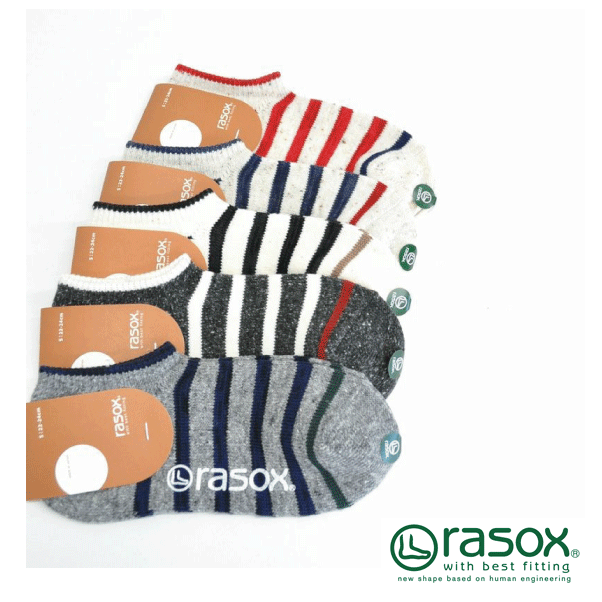 rasox ラソックスコットンボ−ダ−・ロウ春夏　春　夏　靴下　ソックス　スニーカー　30代　40代　50代　60代　ナチュラルファッション　ナチュラル服　ミニマリスト　カジュアル　シンプル　ベーシック