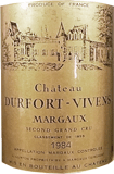 [1984] Chateau Durfort Vivens - シャトー デュルフォール・ヴィヴァン -